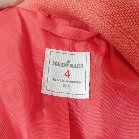 Gap Women's Academy Blazer Size 4 Fire Coral Knit Pink Jacket 2 Button Career - Picture 10 of 11